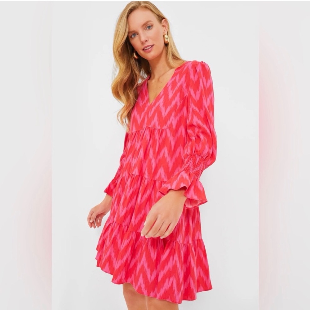 Pomander Place Pink Chevron V-Neck Dress - Picture 2 of 6